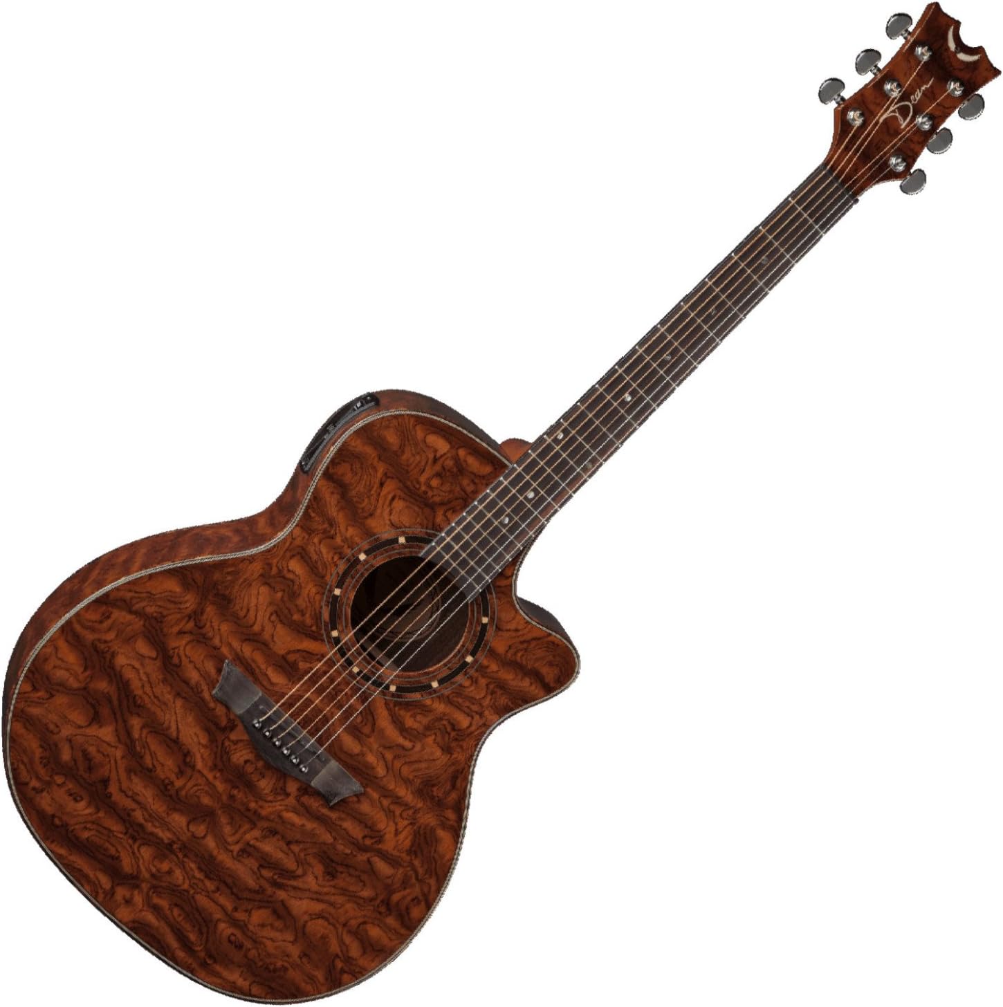 Dean Guitars 6 String Dean Exotica Acoustic/Electric Guitar w/Aphex Bubinga Wood Lefty, Left Handed, Gloss Natural (EBUBINGA L)