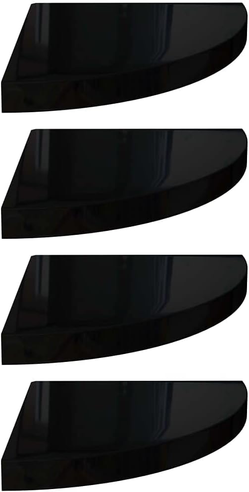 Corner Shelf,Floating Shelves for Wall,Easy-to-Assemble Wall Mount Corner Shelves for Bedrooms and Living Rooms Floating Corner Shelves 4 pcs High Gloss Black 13.8