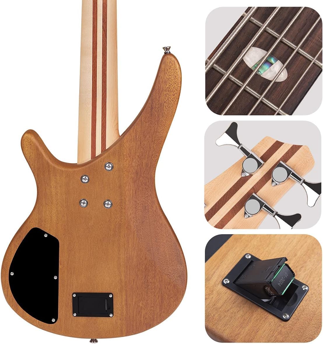 4 String Electric Bass Guitar,Full Size P Bass Beginner Kit with Active Passive Humbucker Pickup,Solid Rosewood Body for Kids,Boy and Girl with Gigbag