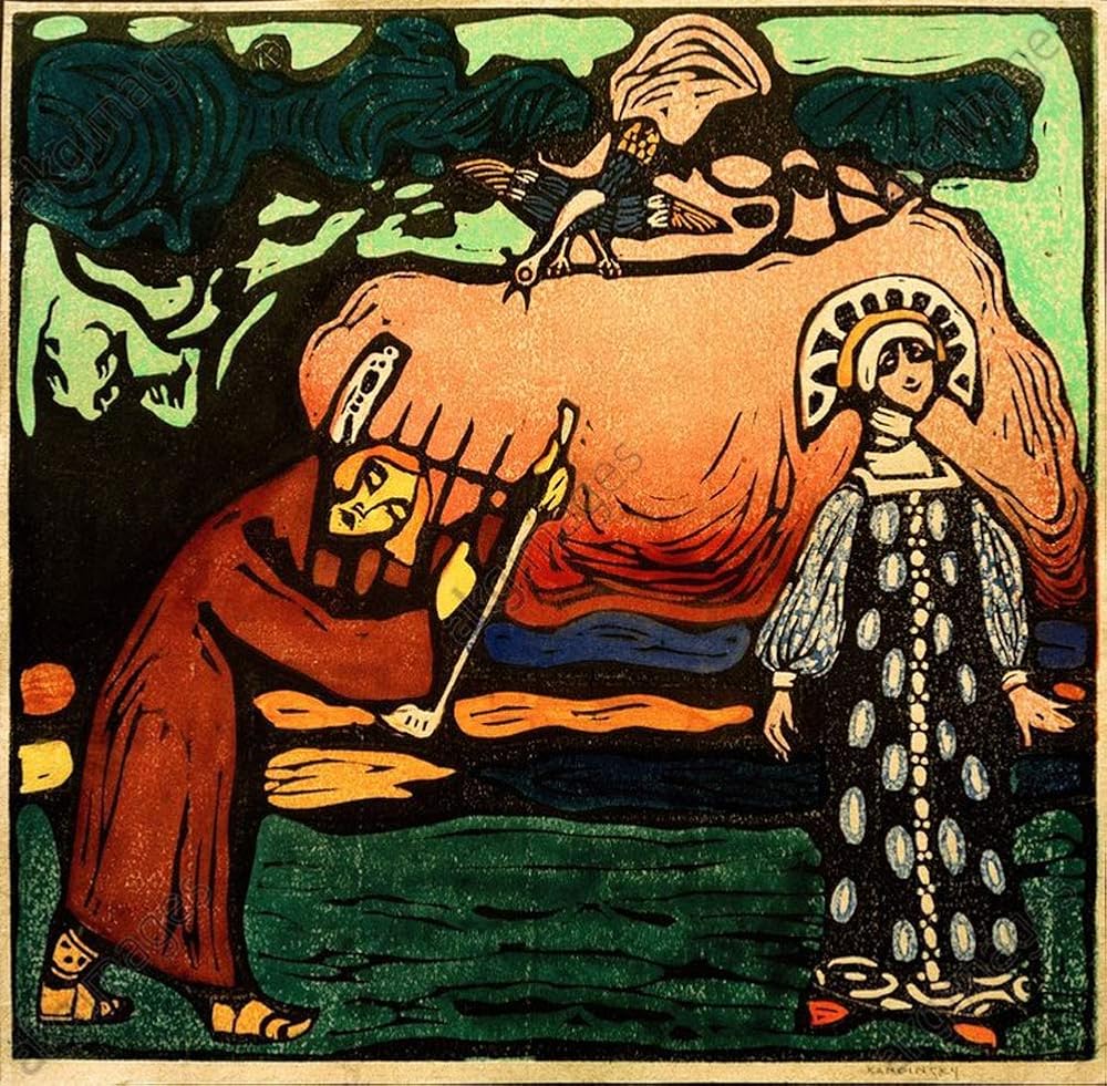 ZENDA Wassily Kandinsky Abstract Wall Art The Dulcimer Player Wrapped Canvas Art for Bedroom Livingroom Decoration Print Ready to Hang