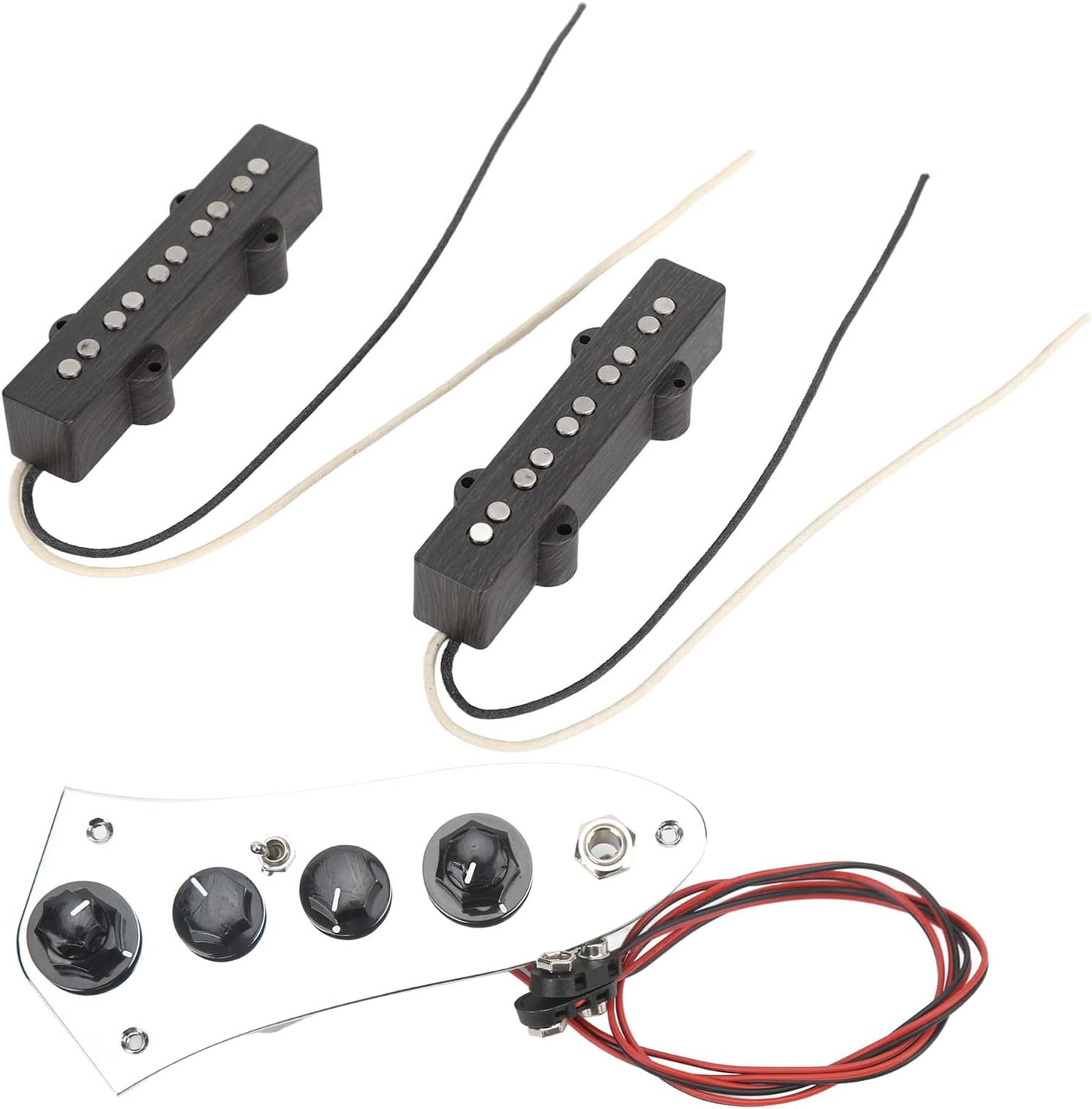 Guitar Bass Pickup Set, Standard Replacement 5 String, Metal Plastic Wired Bass Control Board Kit - Durable Construction, Noise Free Performance, Easy Installation for Jazz Bass
