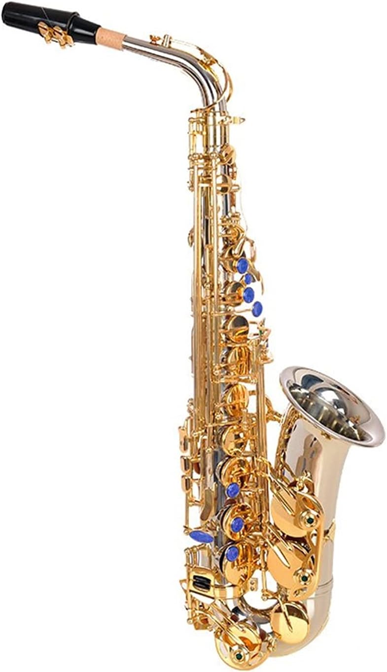 Sax Beginners Kit Tune Alto Saxophone Phosphorus Copper Rose Gold Lacquer Pearl Button E Flat Alto Sax Musical Instrument with Case Wind Instrument (Color : White Brass Material)