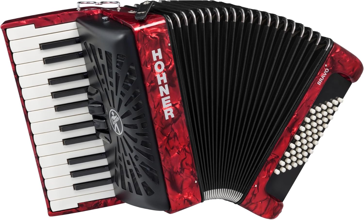 Hohner Bravo II 48 Chromatic Piano Key Accordion (Red)