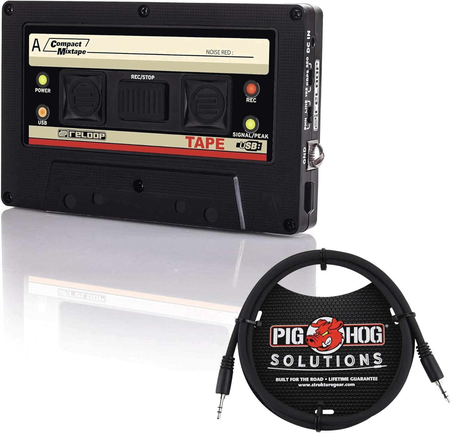 Reloop Tape - Digital Recording Interface for USB Drives - Bundle with 9ft 3.5mm Aux Cable