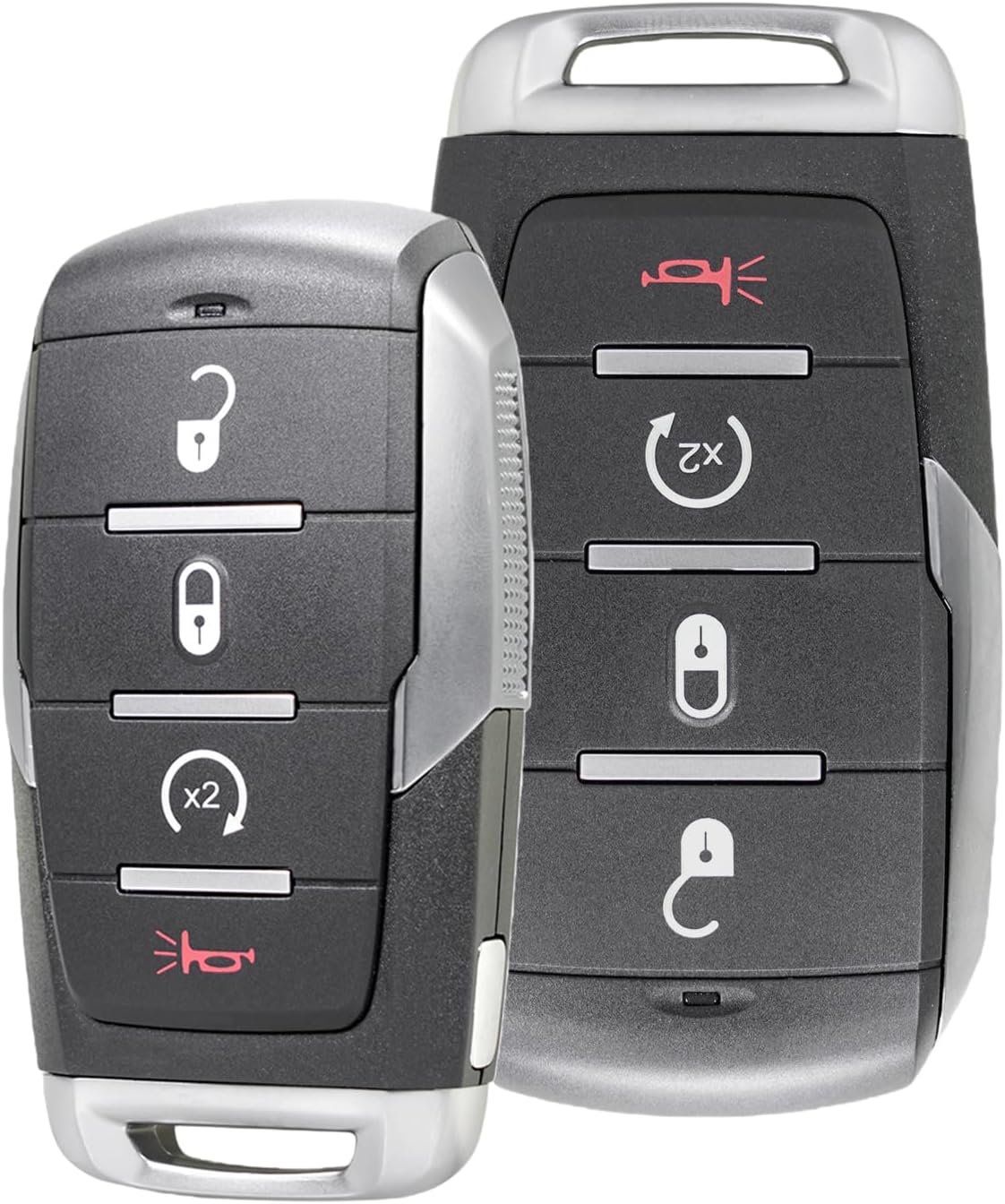 Smart Remote Key Fob Replacement Compatible with Dodge Ram 1500 2019 2020 2021 2022 2023 2024 Smart Key Car Keyless Entry Remote Control Electric Start 4 Button 433.92MHz OHT-4882056-2xKey Fob