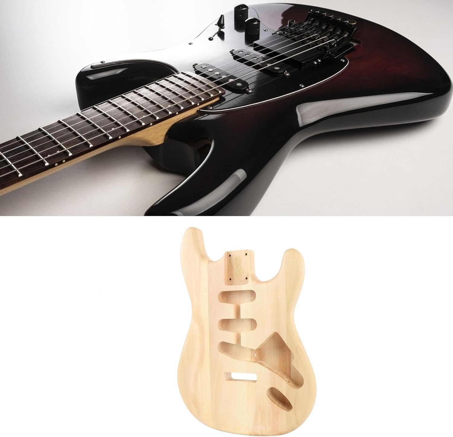 Body of an Electric Guitar That Is Not Completed Crafted Walnut Wood Electric Guitar for Various Playing Styles