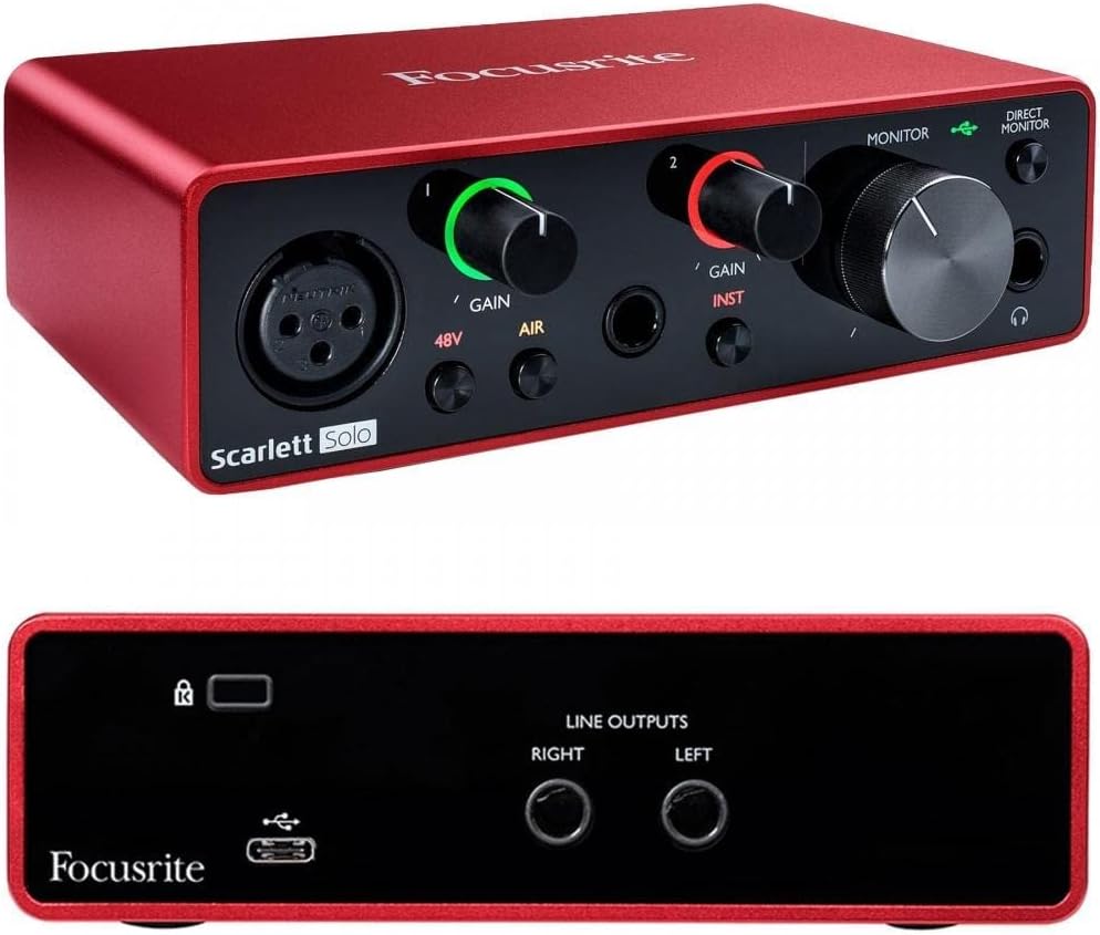Audio-Technica AT2040 Hypercardioid Dynamic Podcast Microphone (at 2040) & Focusrite Scarlett Solo 3rd Gen USB Audio Interface, for The Guitarist, Vocalist, Podcaster or Producer