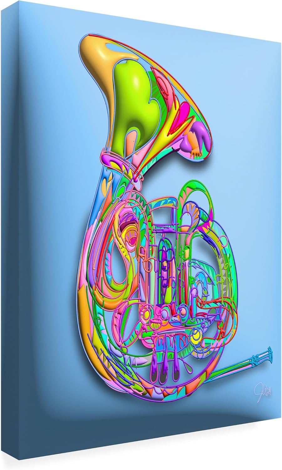 Trademark Fine Art Canvas Wall Art - Takun Williams 'French Horn' Wall Art for Living Room, Bedroom, or Office Décor