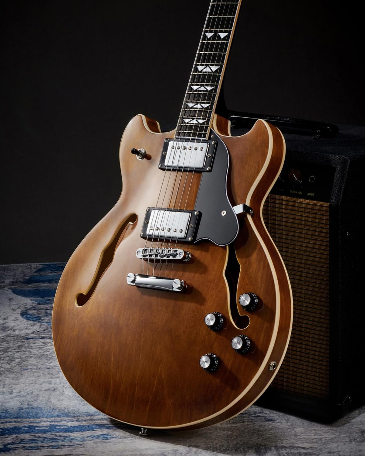 WestCreek 333 Electric Guitar with 6 String, Semi Hollow Body Jazz Electric Guitar, Humbucker Pickups, Rosewood Fretboard, Rounded End Jumbo Frets, Full size