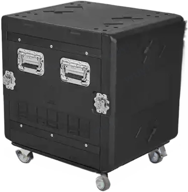 Waterproof Dustproof Plastic Tool Box 8U 12U 14U 16U P+E Plastic Flight Case Amplifier Flycase Microphone Receiver Cabinet Thickened Portable Storage Box with Wheels (12u)