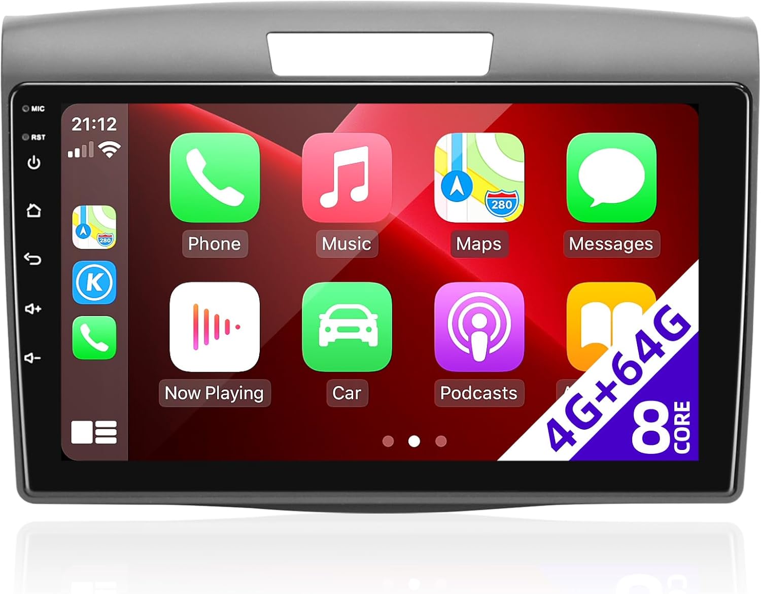 for Honda CRV 2012-2016 Radio Compatible with Wireless Carplay Android Auto 8Core 4+64GB HeadUnit TouchScreen Car Stereo Upgrade Bluetooth GPS FM/AM WIFI Navigation Rear Camera Multimedia Player