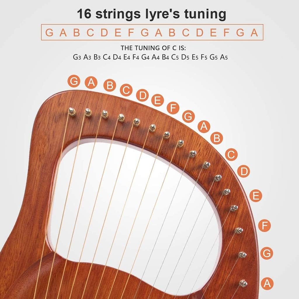 JOYGOOD Harp Autoharps Lyre Plate-Type Small Stringed Instrument, Humanized Design of The Harps, with Performance Package, Strings, Tuning Wrench (Color : Natural, Size : 16 String)