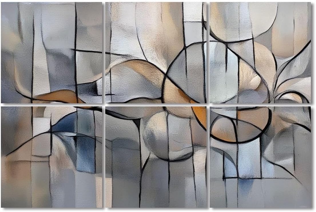 6 Pack Art Acoustic Panels Sound Absorbing Flowering Tree Abstract Gray Purple Interlocking Circles Curved Lines Decorative Soundproof Wall Panels Self Adhesive for Recording Studios Office 72