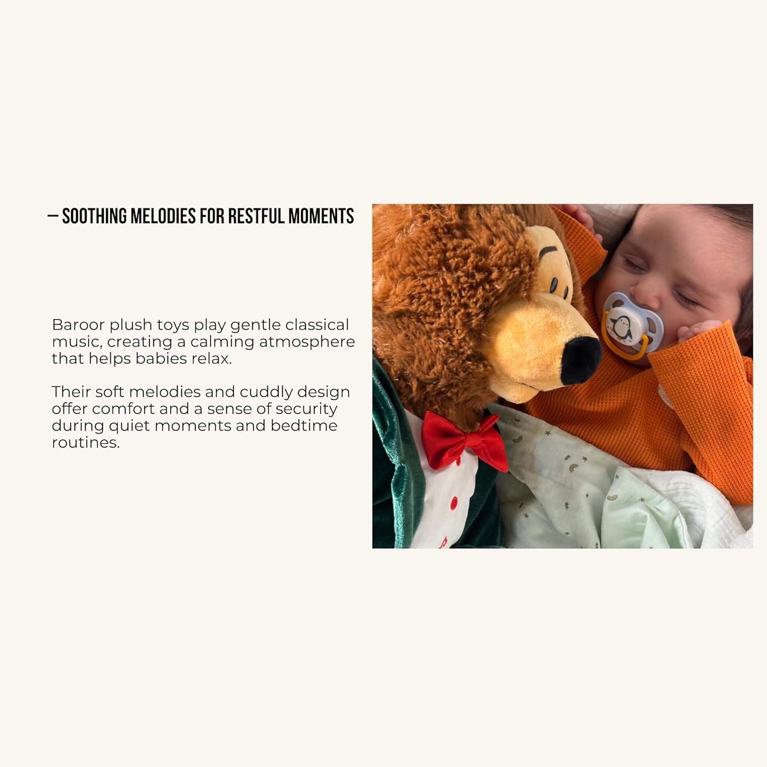 Baby Toys - Aram Musical Teddy Bear, 20 Mins of Classical Music Turned Into Baby Lullaby Music, Plush Stuffed Animal Gift for Newborns, Toddlers, Children, Baby Girls & Boys of 0 Months & Up