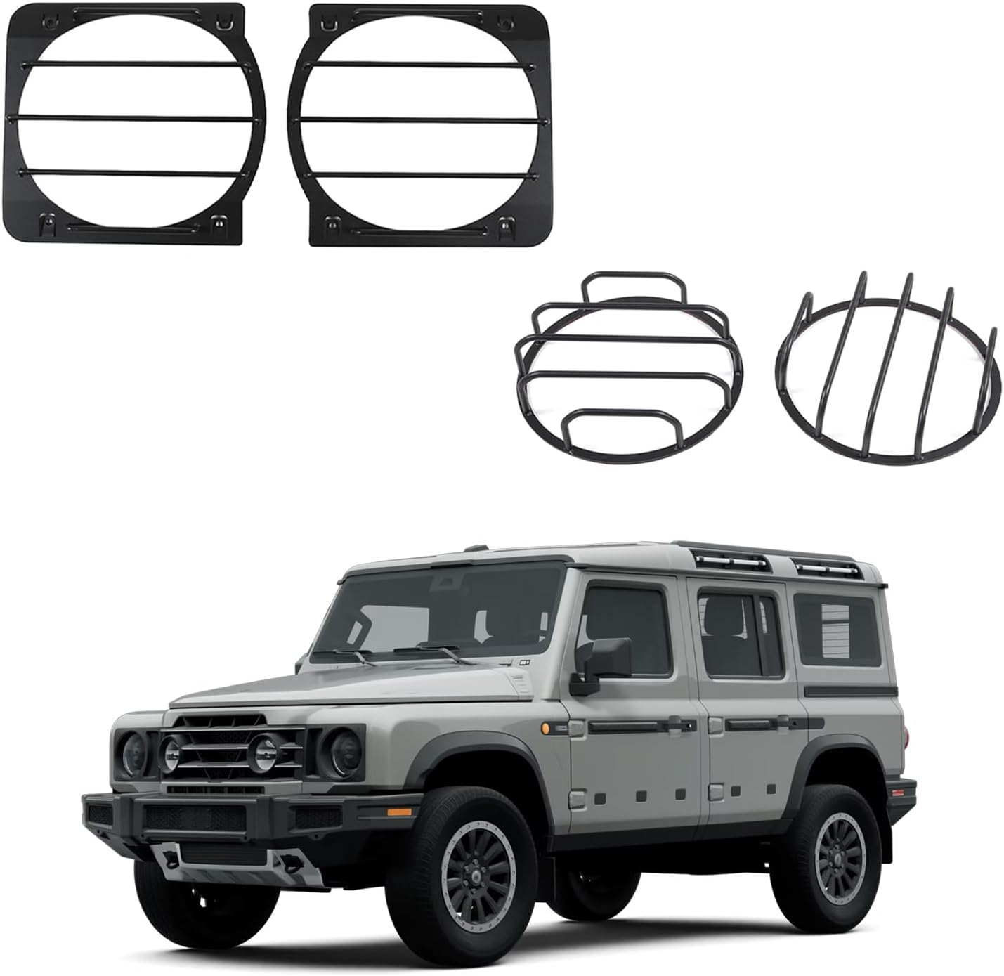 Light Guard for INEOS Grenadier 2020-2025 Accessories, Lamp Protector Guard Cover Trim, Car Light Grill Guard, Automobile Styling Protection Guard, Carbon Steel (4PCS Matt Black Set)