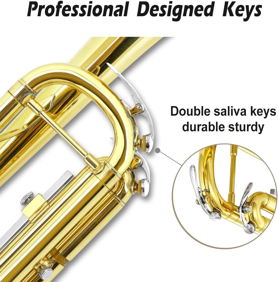 Bb Standard Trumpet Set for Beginners or students trumpet instrument with Carrying Hard Case 7C Mouthpiece Cleaning Cloth Gloves