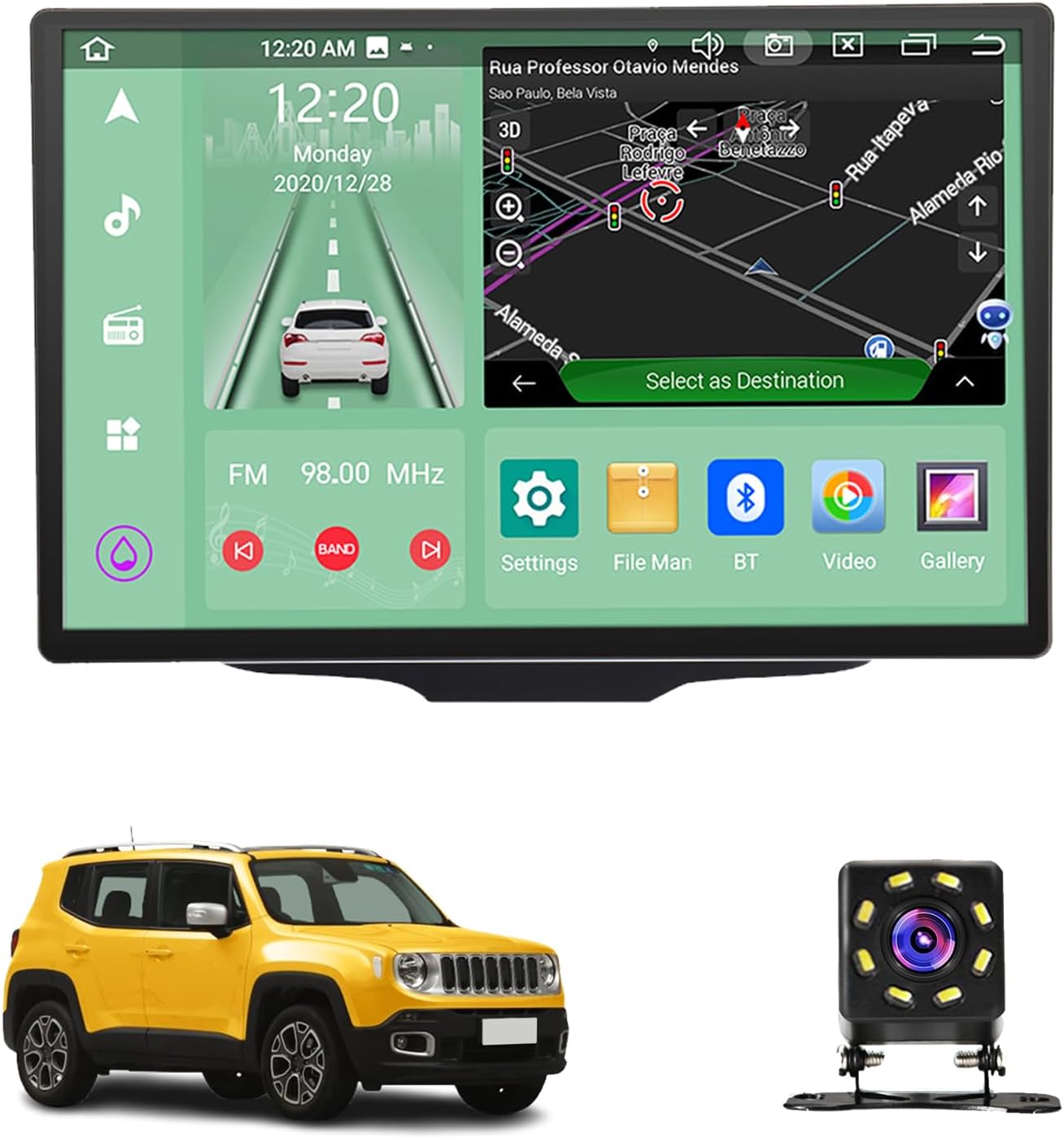 Android 13 Multifunctional Car Stereo Radio for Jeep Renegade (2016-2018), 13.3 Inch Touchscreen Video Player with Carplay, Android Auto, Mirror Link, WiFi, BT, FM(Size:8+256)