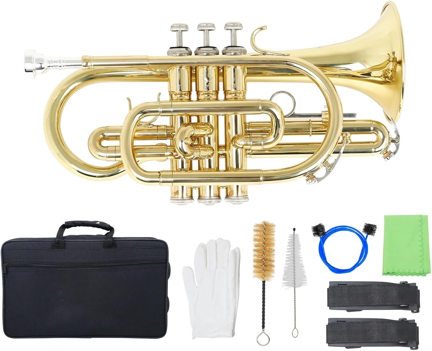 KESHUO Professional Bb Flat Cornet Brass with Carrying Case Gloves Cleaning Cloth Brushes Wind Instrument Trumpets