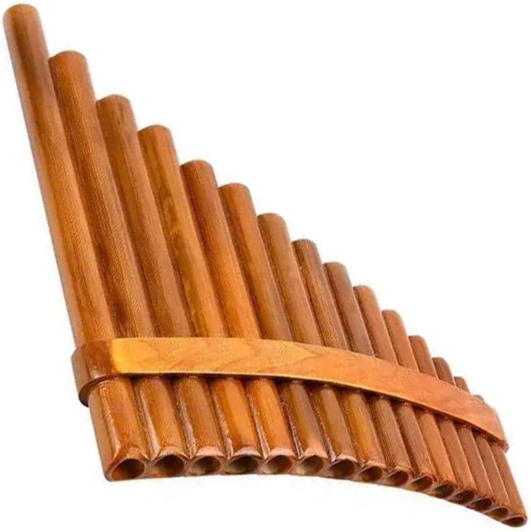 25 Pipe C Key Pan Flute 15 Pipe G Key Brown Panpipe Traditional Woodwind Professional Performance Instrument(Left hand)