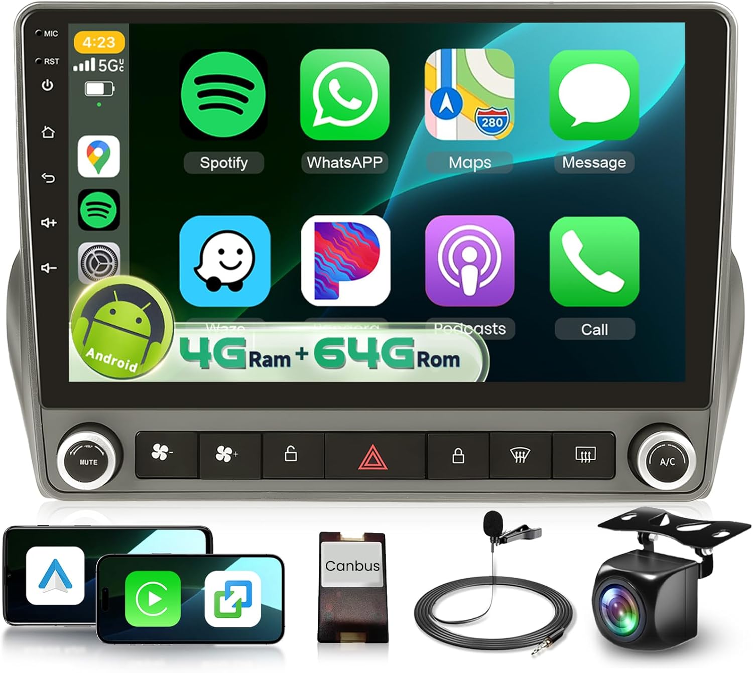 8 Core 4G+64G Car Radio Stereo for Chevrolet Chevy Camaro 2008-2015 with 5GWIFI Wireless Carplay Android Auto, Sellrich 9