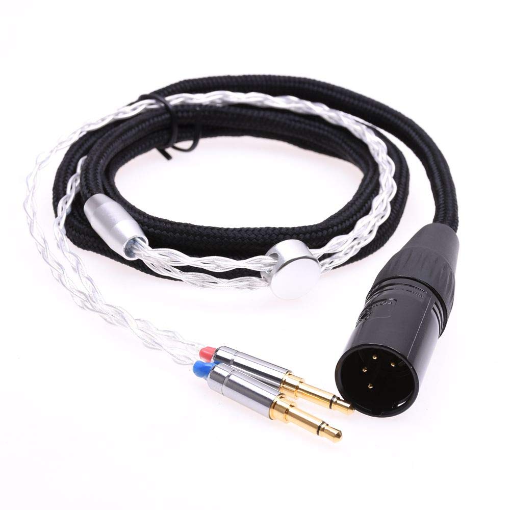 Black Sleeve 8 Cores Silver Plated Headphone Upgrade Cable Mono 3.5mm Plug for Hifiman Arya HE1000se HE5se HE6se HE4xx AH-D600 AH-D7100 AH-D7200 AH-D9200 (2.5m(8feet, 4-PIN XLR Balanced)
