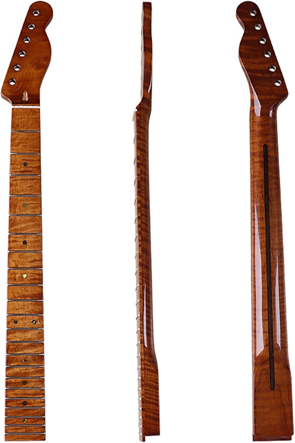 Electric Guitar Neck Maple One Piece Wood High Gloss Finish Brown Neck 22 Frets Electric Guitar Neck