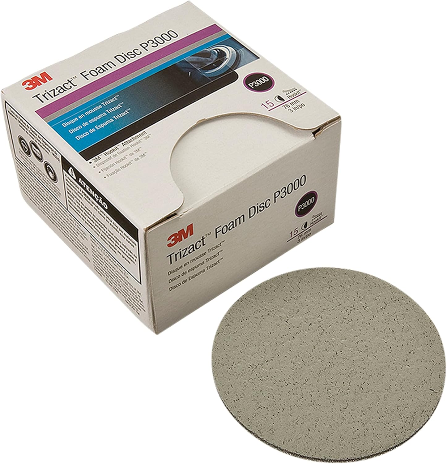 3M Trizact Hookit Foam Disc, 02096, 5 in, 3000, 15 discs per carton