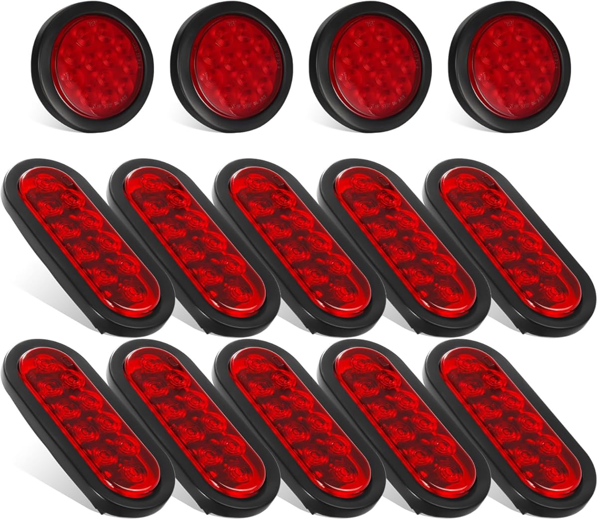 Partsam 4Pcs 4 Inch Round and 10Pcs 6