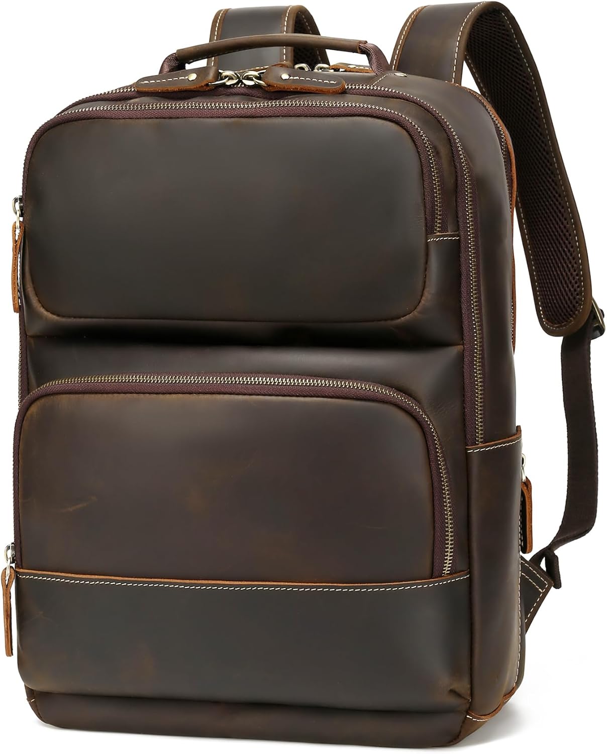 LANNSYNE Vintage Genuine Leather Backpack for Men, 15.6