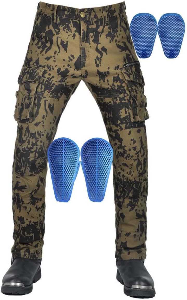 Riding Motorcycle Pants Armored Denim Cargo Biker Pants Racing Gear with Hip Knee Protective Pads