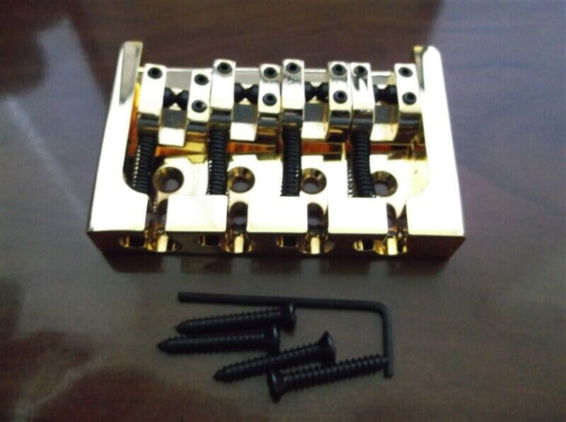 MINHTOANBV Part for 4-String A Style Brass Bass Bridge, Gold -