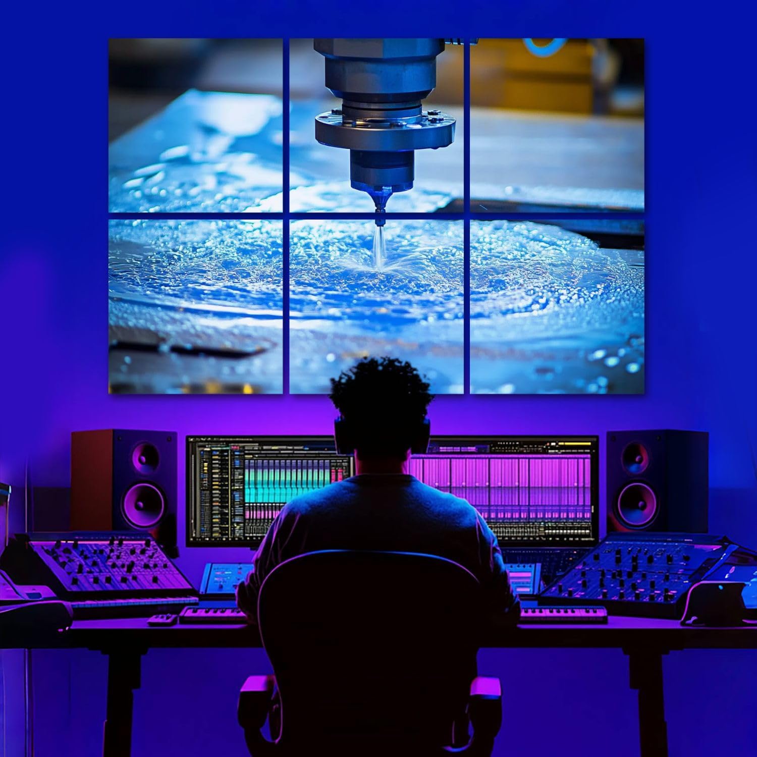 6 Pack Art Acoustic Panels Waterjet Cutting Machine Detail Sound Absorbing Panel 48