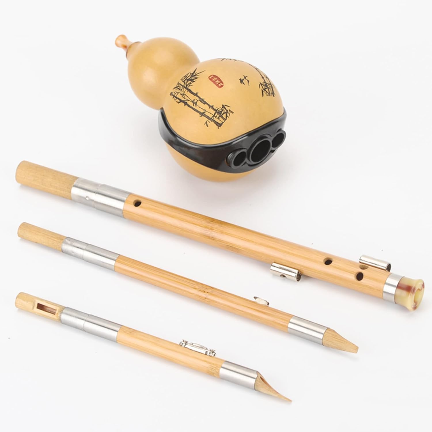 Hulusi Cucurbit Flute Anti Fall, Professional Can Be Split, Gourd Flute for Beginners，Easy to Learn Cucurbit Flute Ethnic Musical Instruments，Natural Purple Bamboo Woodwind