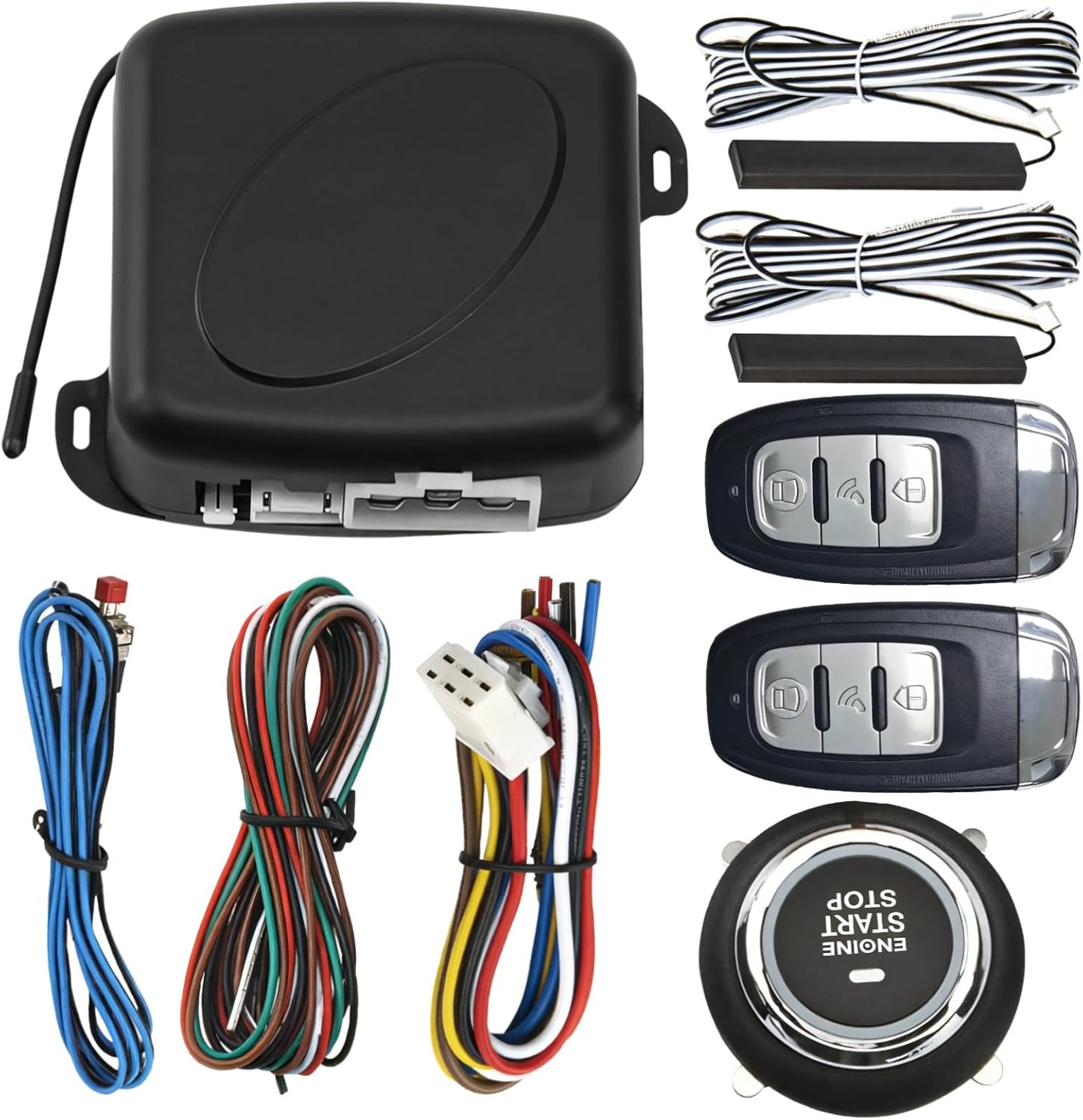 Remote Control And Receiver Included, 12V Car Ignition Remote, Universal Keyless Entry Car Kit, Silicon Button, One-Button Start System, Max 98.43-262.47 Ft Control Distance