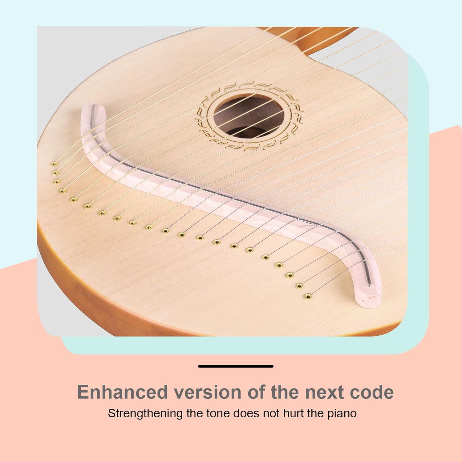 Mr.Power Lyre Harp, 21 Metal Strings Lyre Harp Present For Music Lovers, Beginners, Friend with Tuning Wrench, Replace String Set and Gig Bag (21 String, Natural Wood)