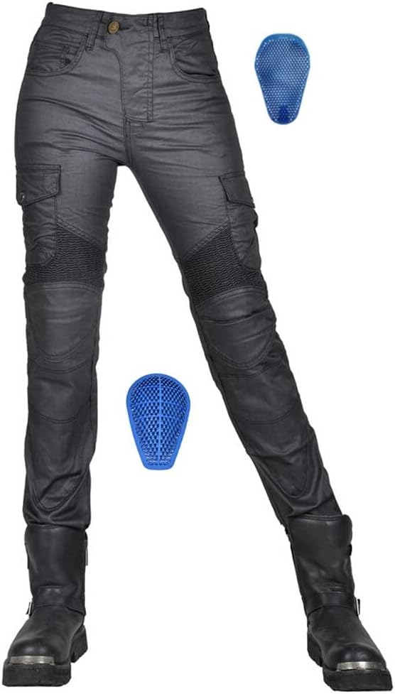 Coated Waterproof Slim Fit Women Motorcycle Riding Protective Pants with Silica Gel Armor Stretch Motocross Racing Jeans