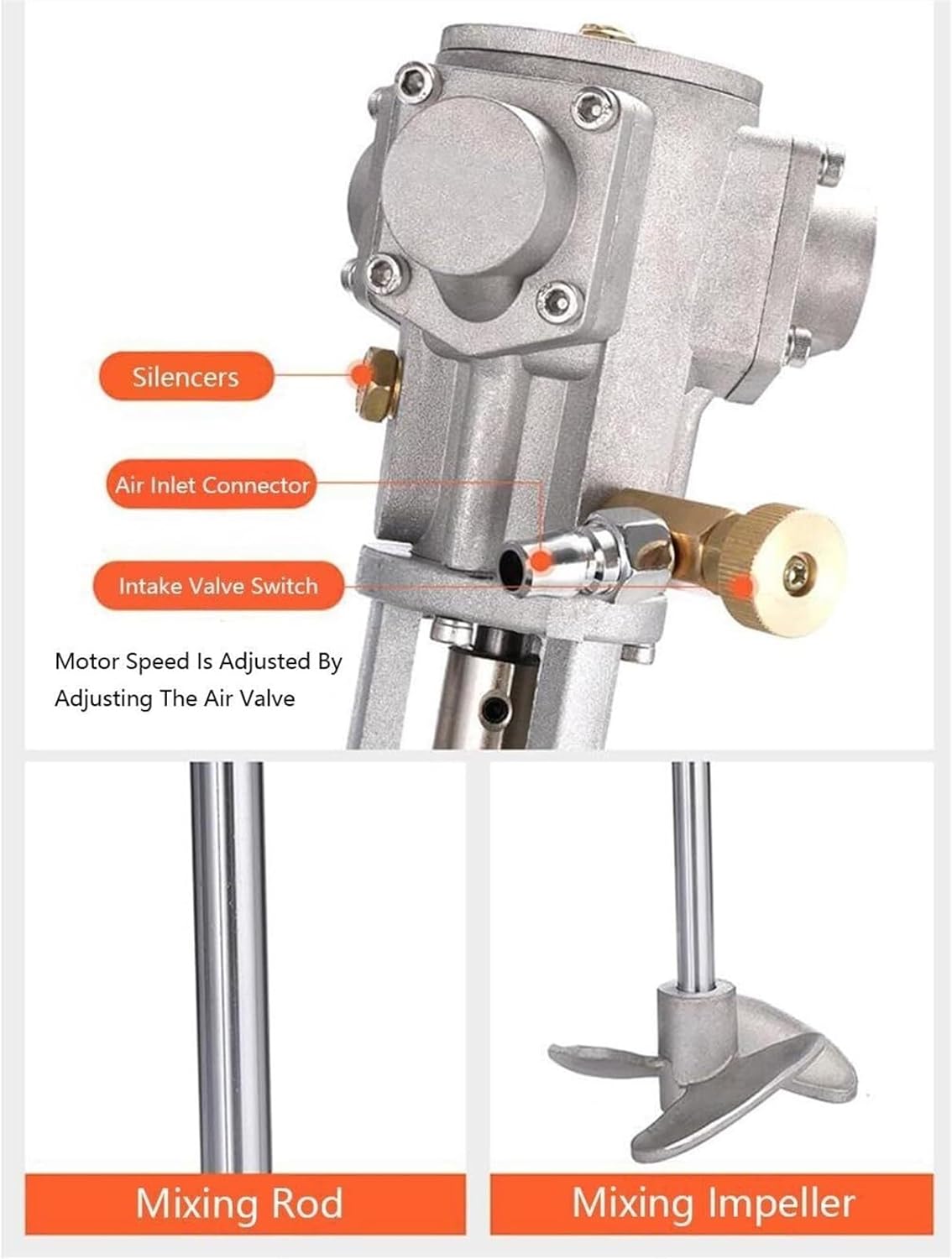 Paint Mixer Machine, Automatic Air Agitator Blender Stirrer, Platform Type Stainless Steel Impeller Mixer Coating Materials Tool