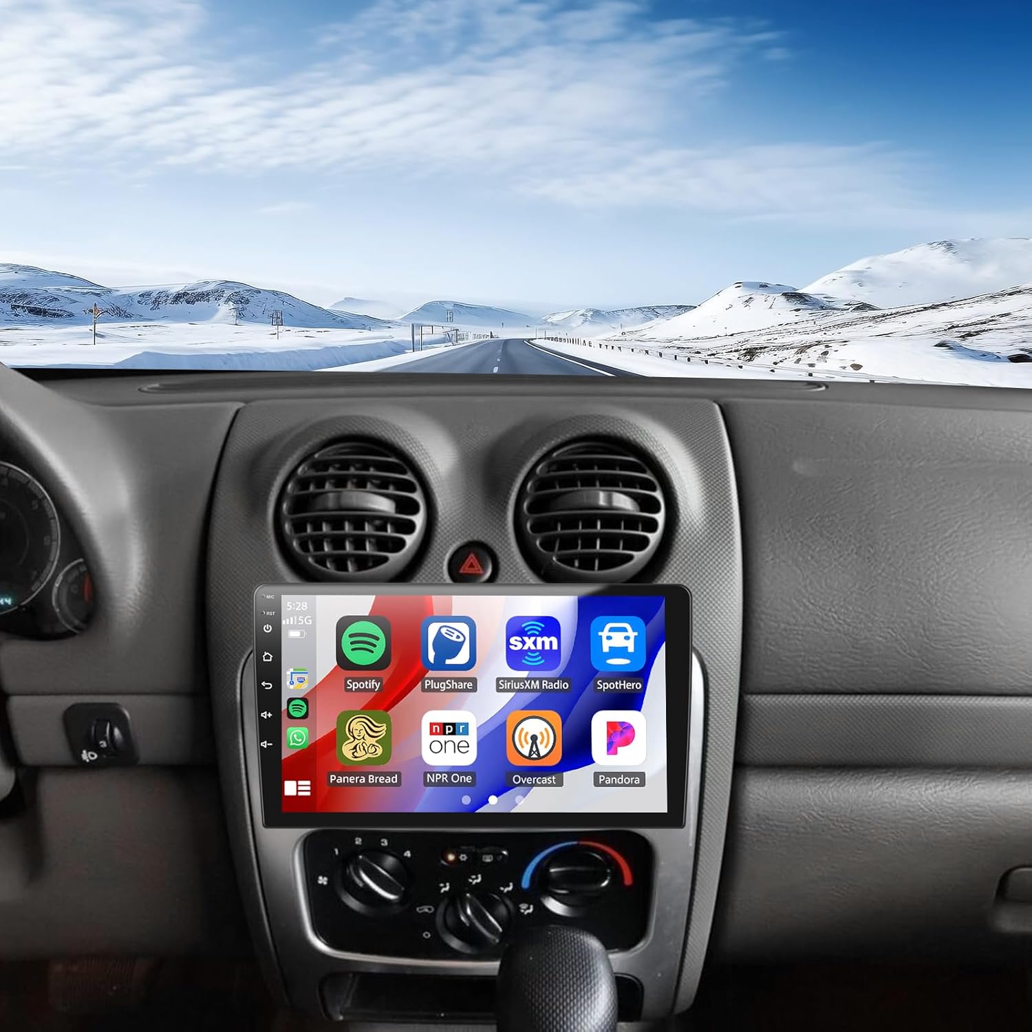 ikasus Android 13 Double Din Car Stereo Radio for Jeep Liberty 2002-2007 9 inch Touch Screen Car Stereo with CarPlay Android Auto Support GPS Bluetooth WiFi FM RDS DSP Backup Camera,2+32G