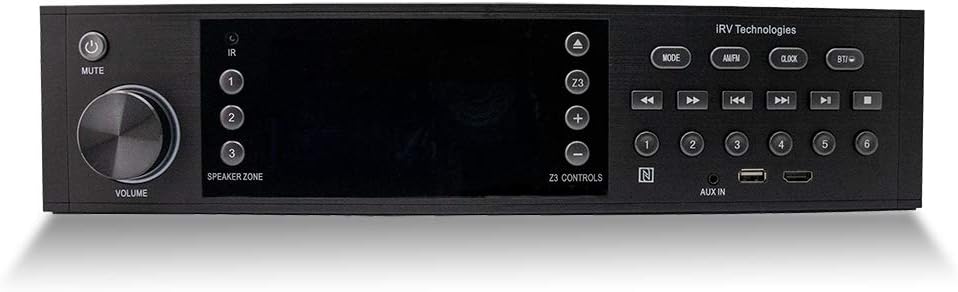 iRV Technology iRV68 AM/FM/CD/DVD/MP3/MP4/HDMI in&out w/ARC/Digital 5.1/Surround Sound /Bluetooth /NFC,3 Zone Independent Wall Mount RV Radio Stereo w/APP Control, USB charge both Android/Apple