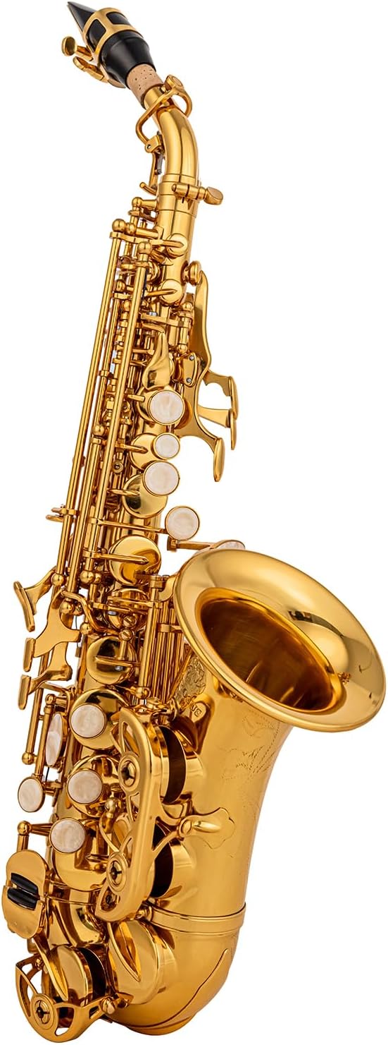 SB-G5 curved Sopranino Saxophone Yellow Brass Body & Keys Gold Lacquer Finish Low Bb - High F# (Gold)
