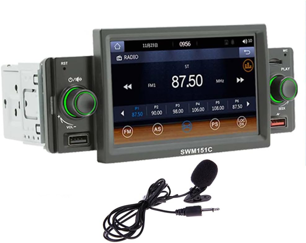 Eaglerich Carplay Android Auto Car Radio 5-inch Touchscreen Car Stereo MirrorLink 2USB FM TF BT Colorful Backlight+Microphone