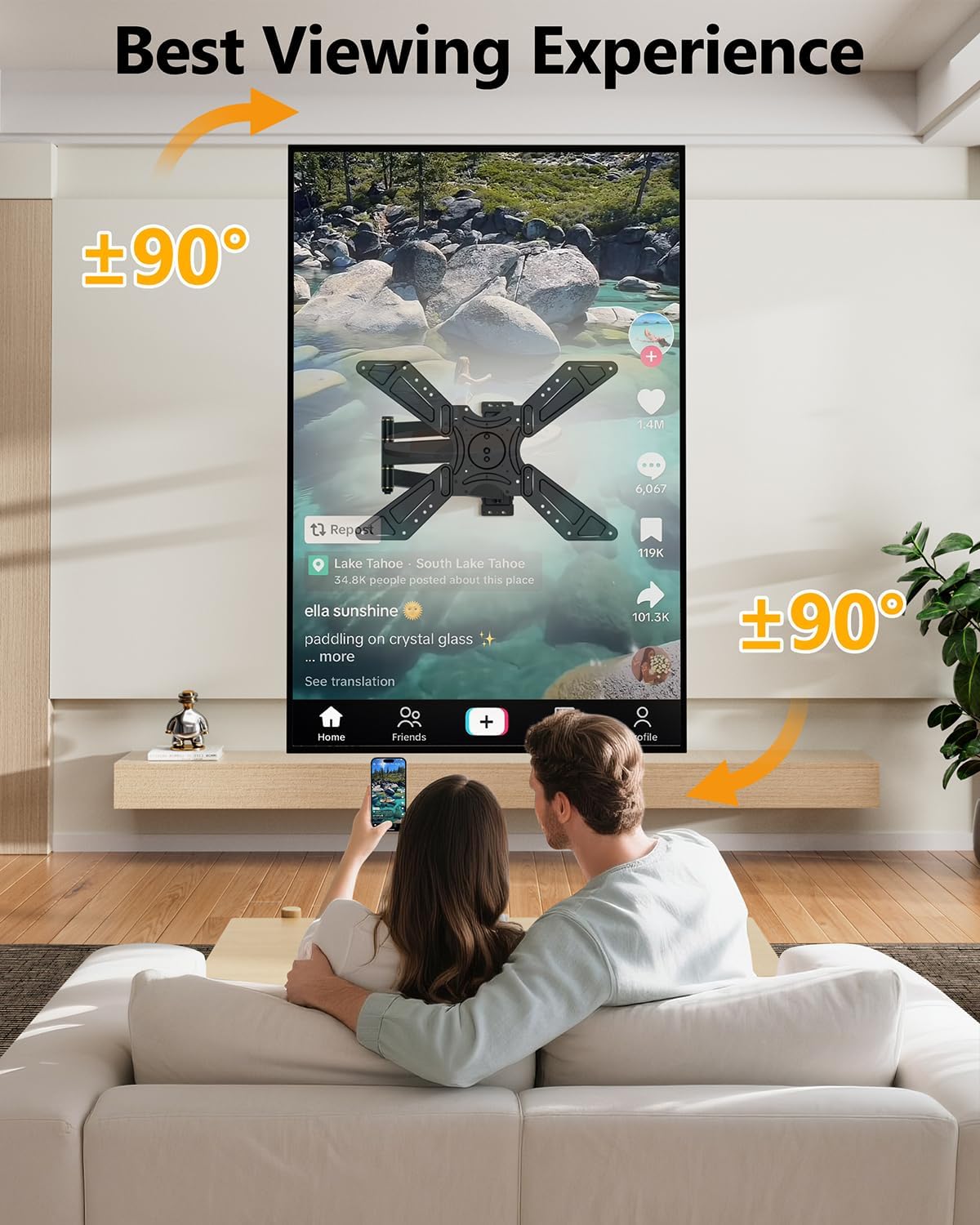 FORGING MOUNT Full Motion Corner TV Wall Mount for 32-75 Inch TVs Holds 110 lbs,33