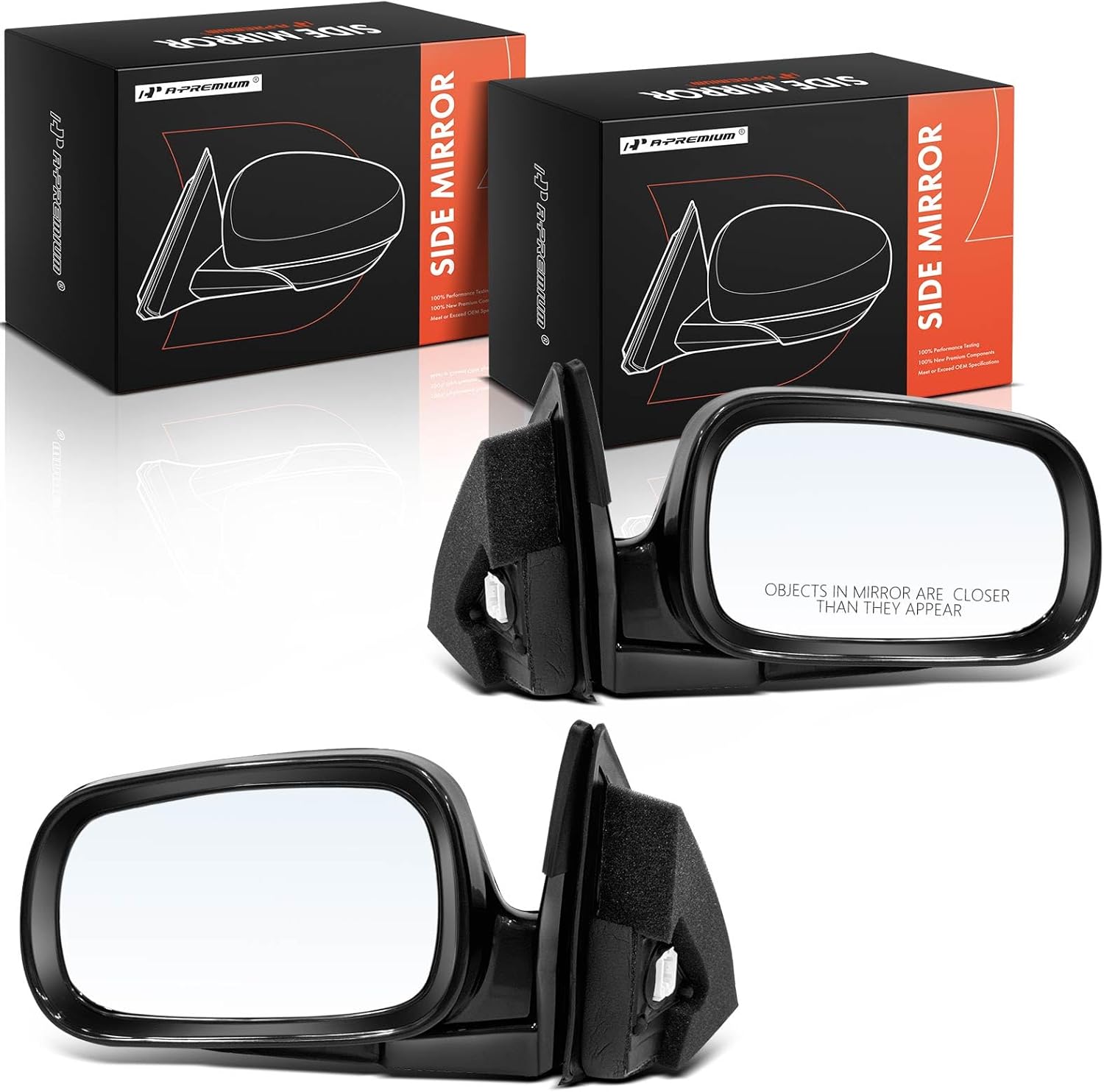 A-Premium Pair (2) Driver and Passenger Side Power Door Mirror - Compatible with Honda Accord 1994 1995 1996 1997 - Non-Heated, Manual Folding, Black Outside Rear View Mirror - Replace# 76200SV4A23ZD