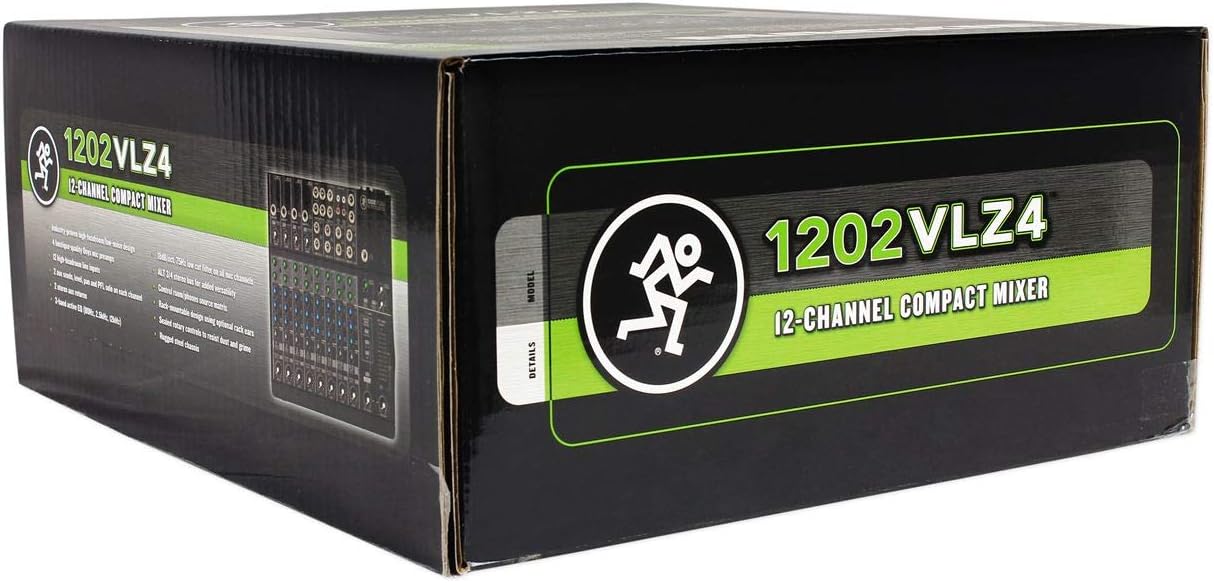 Mackie 1202VLZ4 12-channel Compact Analog Low-Noise Mixer w/ 4 ONYX Preamps Bundle with Rockville RPG15 1Professional Active 1,000W 2-Way DJ PA Speaker and Pair of Adjustable Tripod Stands