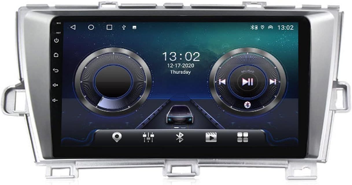 Double Din Car Stereo Radio Audio 9'' Touch Screen Car Multimedia Player for Toyota Prius 2009-2015 with Bluetooth Carplay FM Autoradio Receiver Support Mirror Link SWC