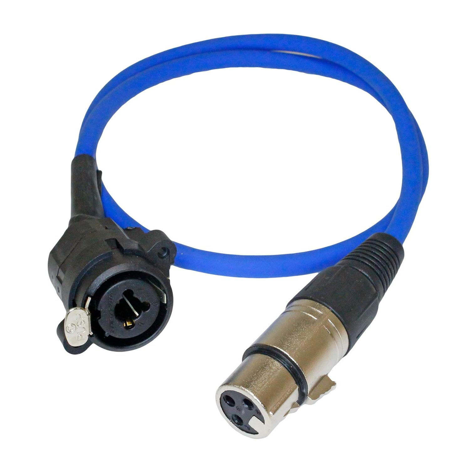 2ft XLR Pigtails for Floor Boxes XLR TRS Combo, Black, 6-Pin, Male-to-Female, Color-Coded