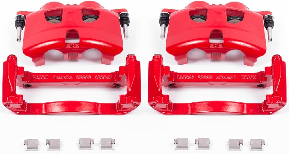 Power Stop S5404 Front Pair of High-Temp Red Powder Coated Calipers For 2012 2013 2014 2015 2016 2017 2018 2019 2020 Ford F-150, F-150 Raptor, F-150 SSV
