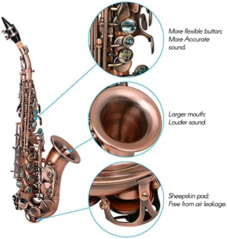 Red Antique Saxophone Bb Key Woodwind Instrument Brass Material with Carrying Case Sax Stand Gloves Cleaning Cloth Brush Sax Strap Mouthpiece Brush