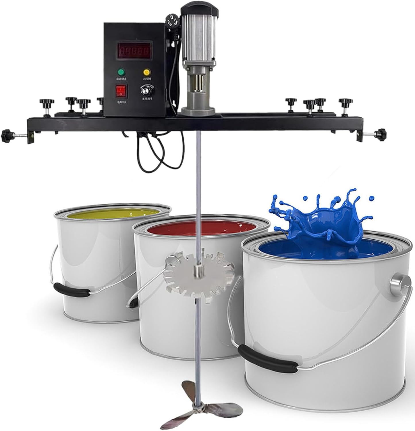 980W Commercial Barrel Drum Stirrer, 1 Ton Paint Stirring Machine, with Support Hanger,Folding Propeller,for Ink Dissolver Agitator,Packageb,Packagea
