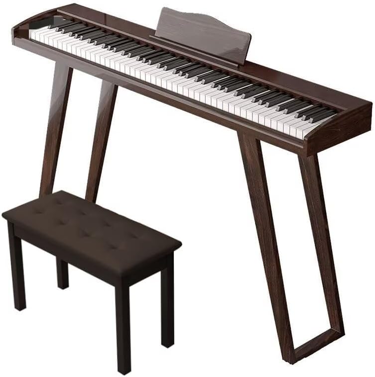 LANDTOM Walnut color DDP-80 Digital Piano Keyboard 88 Keys Weighted, Hammer Action II, Home Electric Piano Full Size with Stand, Triple Pedal, MIDI Connecting and Headphone Interface (B)